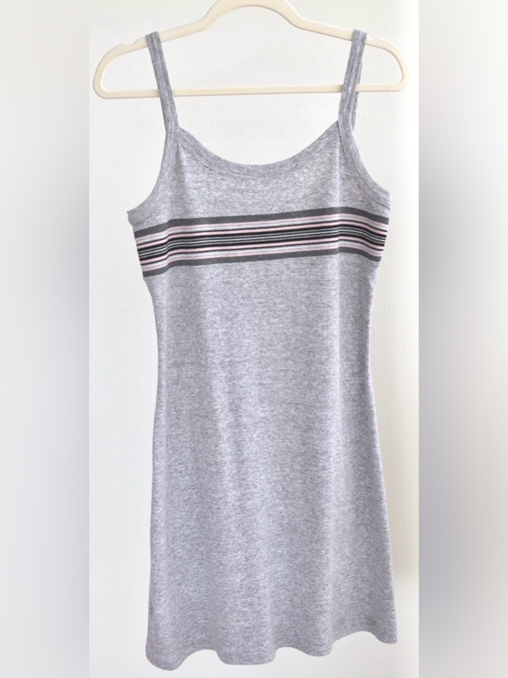 No Boundaries Grey Sleeveless Mini Dress Pink Striped Women’s Medium